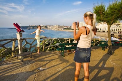 Seafront promenade in Biarritz (France).