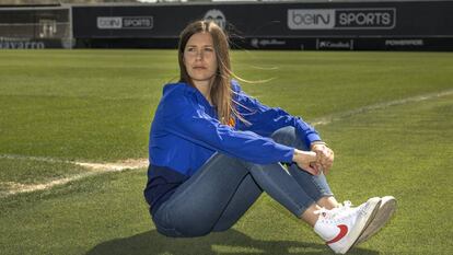 Andrea Esteban, este miércoles en la Ciudad Deportiva del Valencia. 