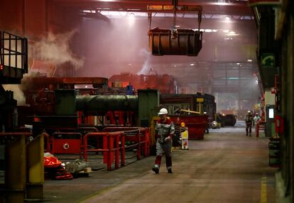 Fábrica de acero de ThyssenKrupp en Duisburgo (Alemania), a finales de enero.