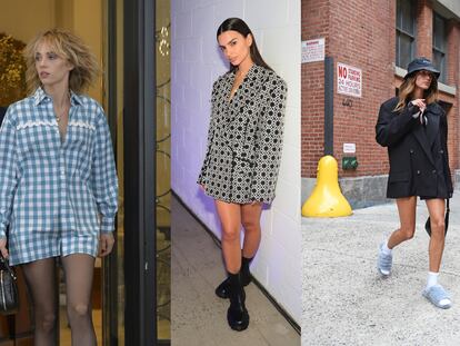 Maya Hawke, Emily Ratajkowski y Hailey Bieber secundan la tendencia 'no-pants'. 