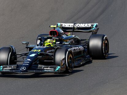 Lewis Hamilton durante la clasificación del GP de Hungría, este sábado.