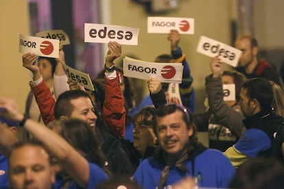 Manifestación de trabajadores de Fagor y Edesa por el cierre de las cooperativas.