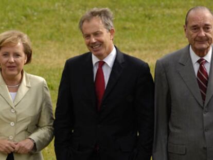 Romano Prodi, Angela Merkel, Tony Blair y Jacques Chirac, durante un acto oficial en julio de 2006.