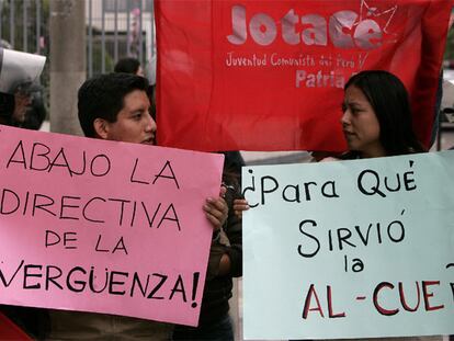 Protestas en Perú contra la directiva de retorno de la UE