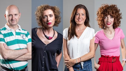 El equipo actual de Agencia SINC, que ha sido premiada por su trayectoria: Enrique Sacristán, Ana Hernando, Eva Rodríguez y Verónica Fuentes.