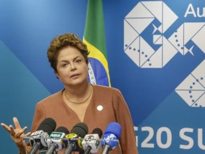 A presidenta Dilma em entrevista durante a reuni&atilde;o do G-20.  