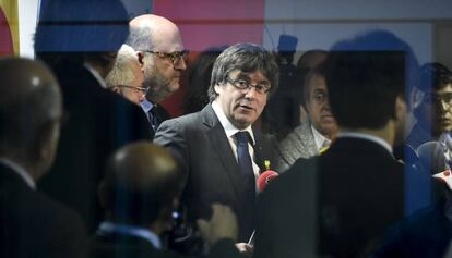 El candidato de Junts per Catalunya, Carles Puigdemont, en Bruselas.