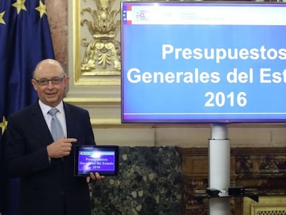 Finance Minister Cristóbal Montoro during the presentation of the 2016 budget.