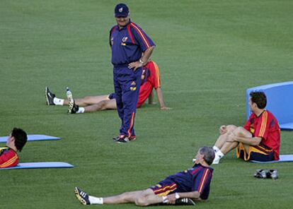 Iñaki Sáez, durante el entrenamiento de ayer por la tarde del equipo nacional.