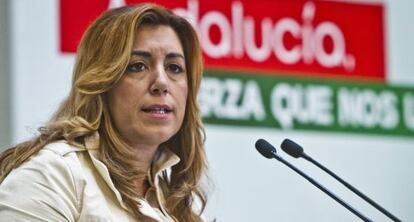 La presidenta de la Junta, Susana Díaz, ayer en un acto del PSOE en Huelva.