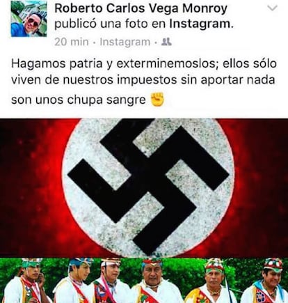 La publicación racista de Roberto Vega Monroy, exdirector de telesecundarias de Puebla.