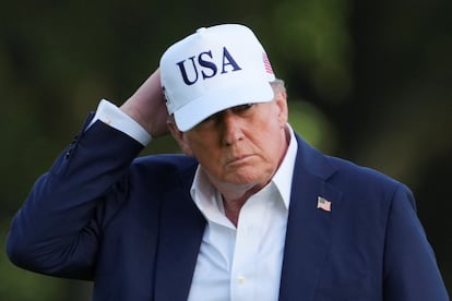 El presidente de EE UU, Donald Trump, el domingo en la Casa Blanca.