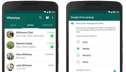 Nuevo interfaz de WhatsApp y Google Drive.