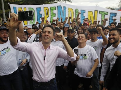 Daniel Quintero Calle en una manifestación en apoyo al Gobierno de Gustavo Petro en Medellín, en 2023.