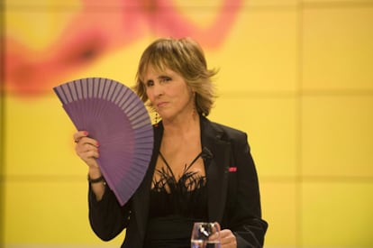 La presentadora Mercedes Milá en un momento de la emisión de <i>Gran Hermano</i>