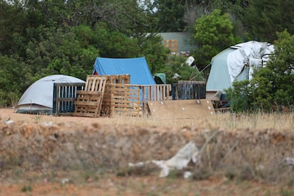 Tents that are home to some airport workers in Ibiza. 