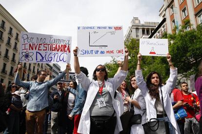 Imagen de la Marcha por la Ciencia en Madrid, el pasado 22 de abril.