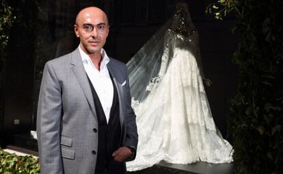 Designer Manuel Mota attends the launch of a collection of wedding dresses inspired by Catherine Middleton at Pronovias boutique on April 27, 2011 in London.