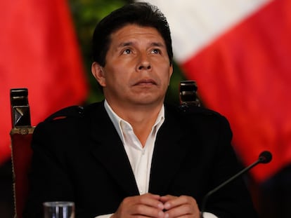 El presidente de Perú, Pedro Castillo, ofrece una rueda de prensa, esta semana en Lima.