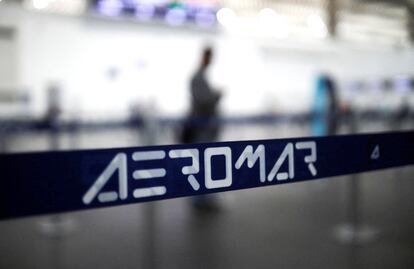 Una cinta de Aeromar en el Aeropuerto Internacional de la Ciudad de México (AICM), el 15 de febrero.