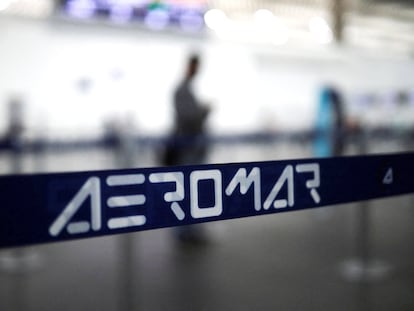 Una cinta de Aeromar en el Aeropuerto Internacional de la Ciudad de México (AICM), el 15 de febrero.
