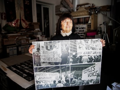 Marisa González, artista pionera del arte electrónico en España y militante feminista, en su estudio de Madrid.