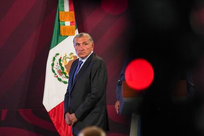 Adán Augusto López, durante la conferencia mañanera de este miércoles.