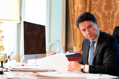 El primer ministro de Italia, Giuseppe Conte, el pasado jueves en el palacio Chigi en Roma.