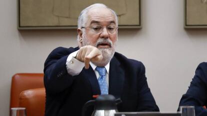 Arias Ca&ntilde;ete, durante su comparecencia en el Congreso.