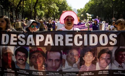 Manifestación de familiares de desaparecidos, en México el pasado mes de mayo.  