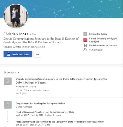 El perfil de Christian Jones en el portal de LinkedIn.