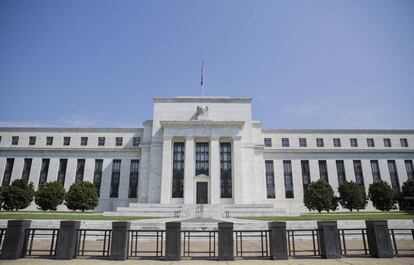 The Federal Reserve Building on Constitution Avenue in Washington is seen Aug. 2, 2017, in Washington. The Federal Reserve said Monday, May 9, 2022 that Russia's war in Ukraine and surging inflation are now the greatest threats facing the global economy, supplanting the coronavirus pandemic. (AP Photo/Pablo Martinez Monsivais)