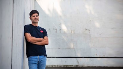 David Martín Sánchez, en el frontón de Hendaia-Urrugne, en Francia.