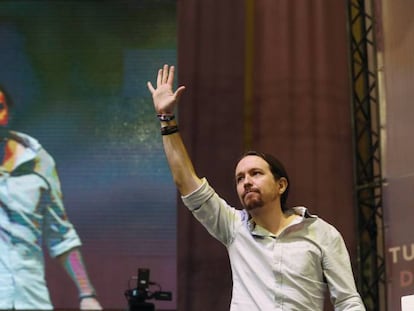 El líder de Podem, Pablo Iglesias, a Vistalegre.