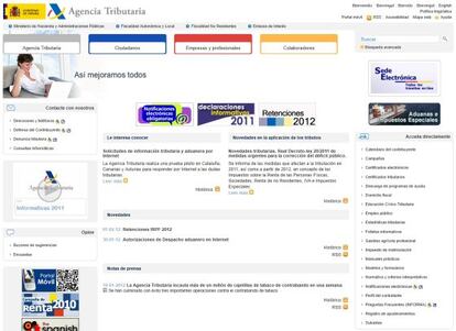 Imagen de la página web de la Agencia Tributaria.