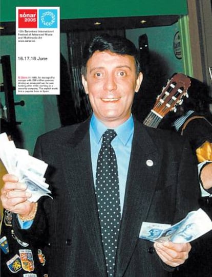 El Dioni, cargado de billetes en un cartel promocional del Sònar de 2005.