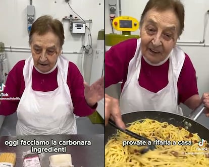 Captura de pantalla de la receta de carbonara de @nonnasilviofficial.