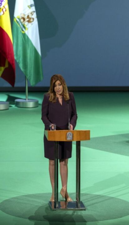 La presidenta d'Andalusia, Susana Díaz, durant la cerimònia del dia de la Comunitat.