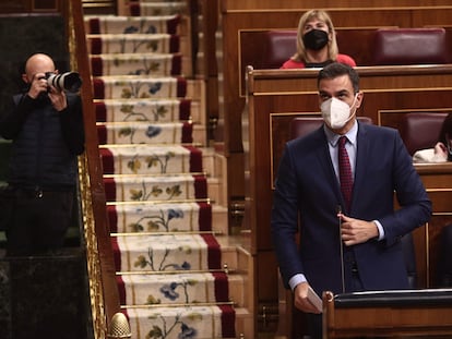 El presidente del Gobierno, Pedro Sánchez, la semana pasada en el Congreso.