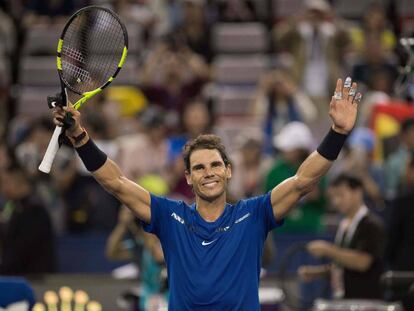 Nadal celebra su victoria ante Donaldson en Shanghai.