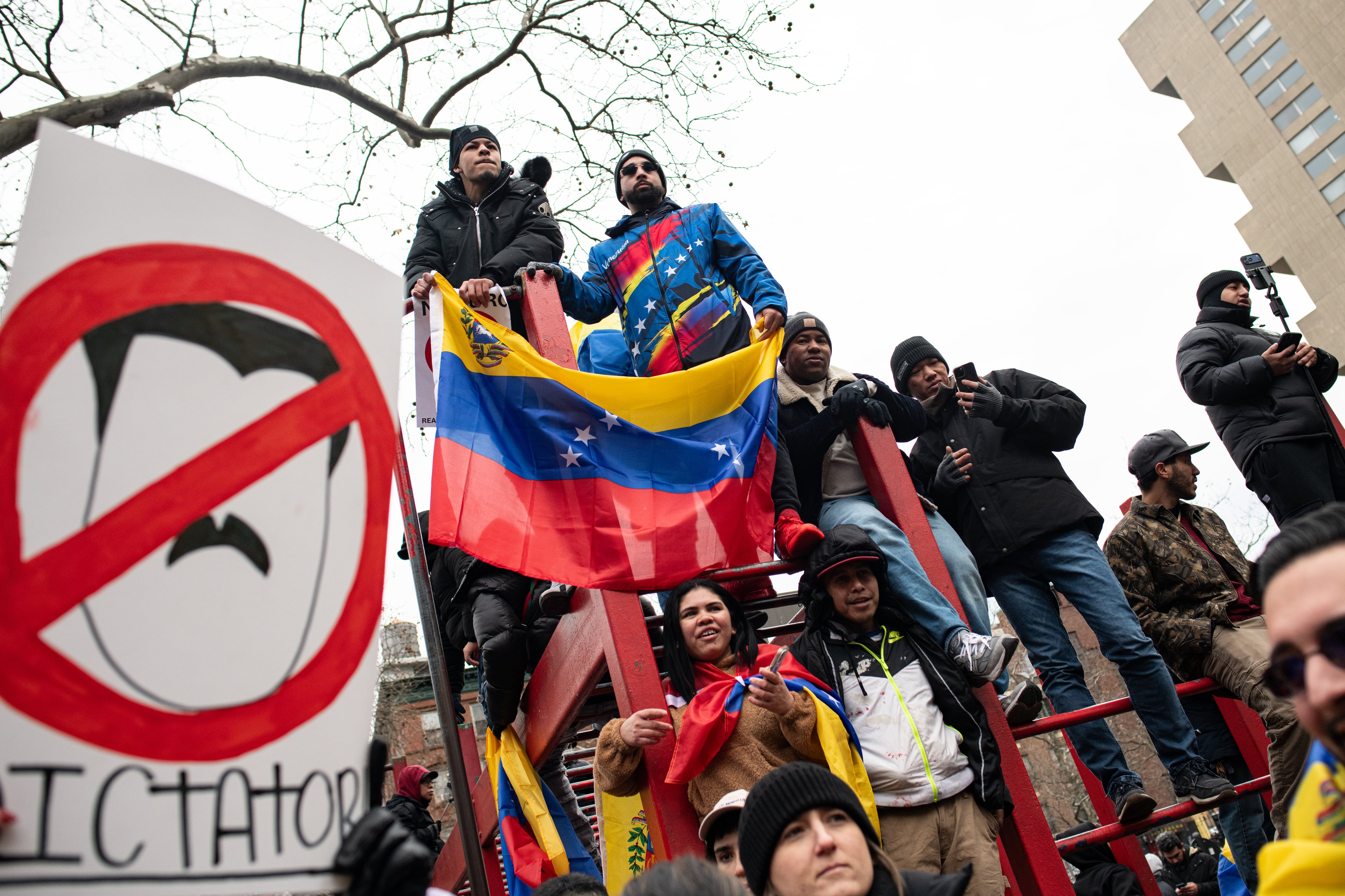 Protesta de venezolanos en Nueva York, el 5 de enero. 