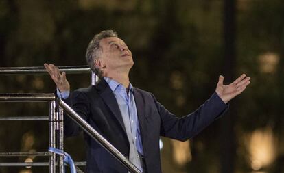 Mauricio Macri durante un mitin de campaña en octubre.