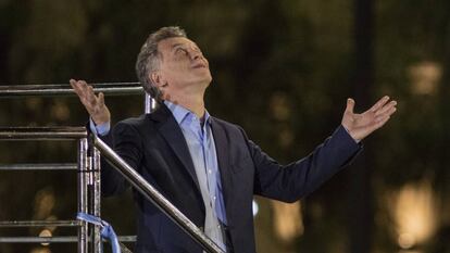 Mauricio Macri durante un mitin de campaña en octubre.