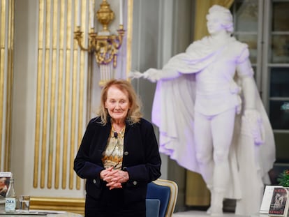 Annie Ernaux, este miércoles durante su discurso de recepción del Nobel en Estocolmo.