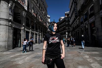 Iraultza Esteve, activista del 15-M, el pasado viernes, en Sol. 