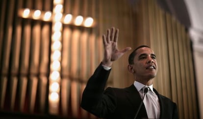 El presidente de EE UU, Barack Obama, en una iglesia.