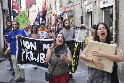 Protesta contra la ordenanza ayer en Santiago