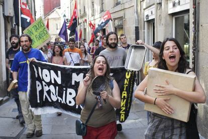 Protesta contra la ordenanza ayer en Santiago 