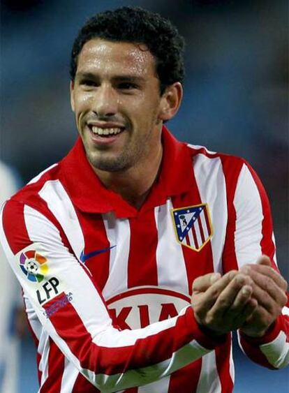 Maxi, celebrando un gol con el Atlético de Madrid.