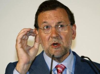 Mariano Rajoy, durante su discurso en el  <i>Foro Abc</i> en Málaga.